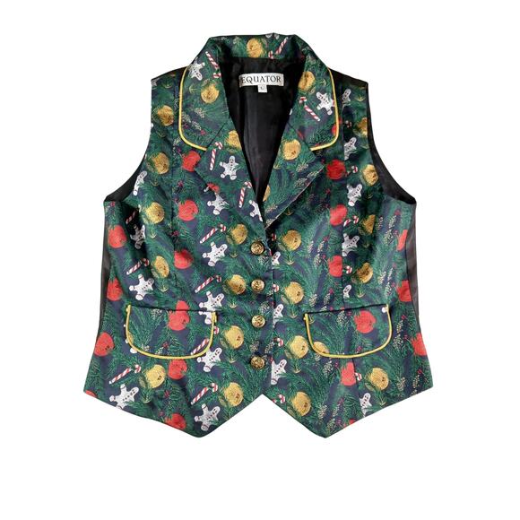 Vintage Equator Vest Adult Large Christmas Tree Holiday Ornament Tie Back - Picture 1 of 8